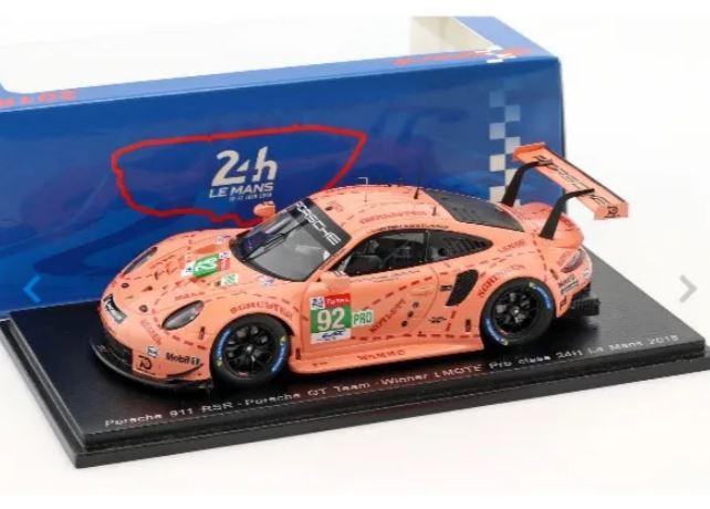 1/43 Spark Porsche 911 Rsr Pink Pig Le Mans 2018 Metal Car Miniature Collection