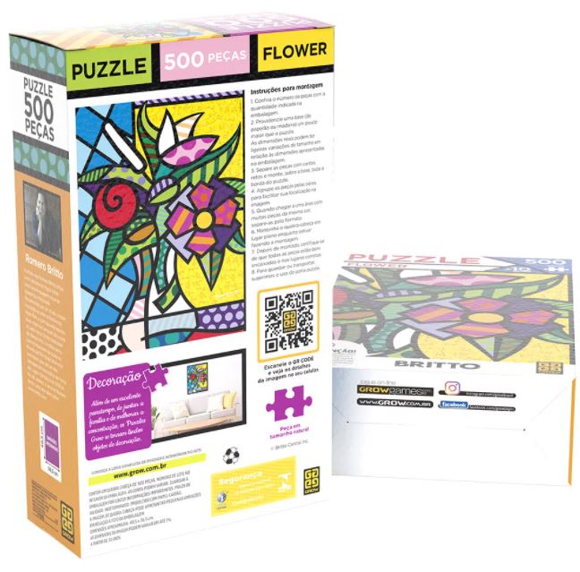 Brazilian Romero Britto Flower Puzzle 500 Pieces Jigsaw Collectible Decoration