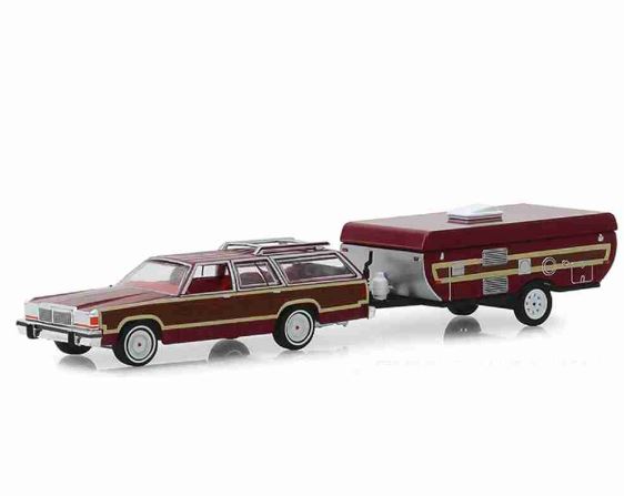 Ford LTD Country Squire 1981 Camper Trailer 1:64 Greenlight Miniature Collection