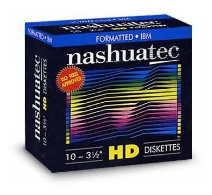 New Nashuatec 3 1/2" HD 1.44 MB Black Diskette Box 10 units