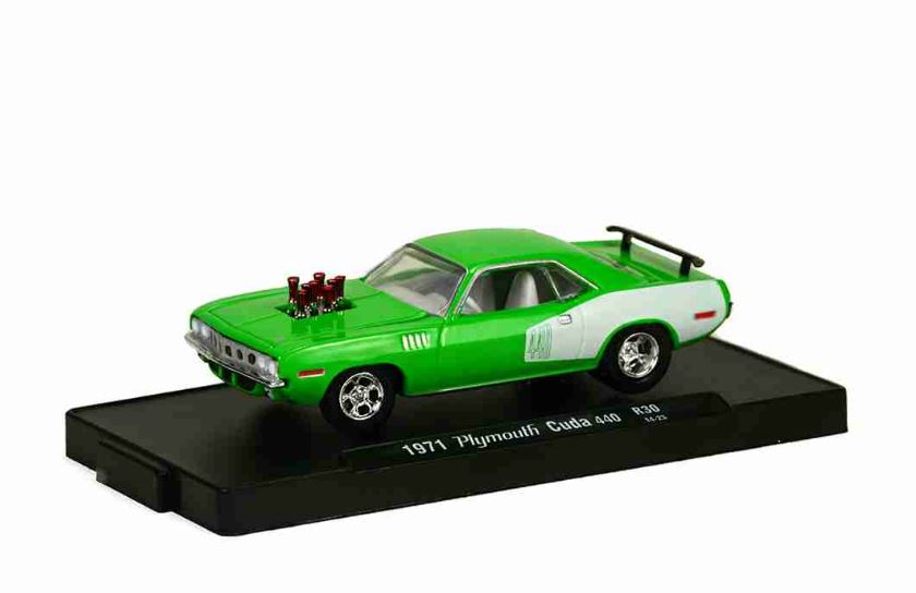 Plymouth Cuda 440 1971 Green Auto-drivers 1:64 M2 Machines Miniature Collection