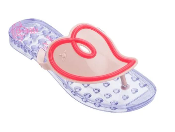 Melissa Vivienne Westwood Anglomania + Sun Heart Transparent Pink Slipper Shoe