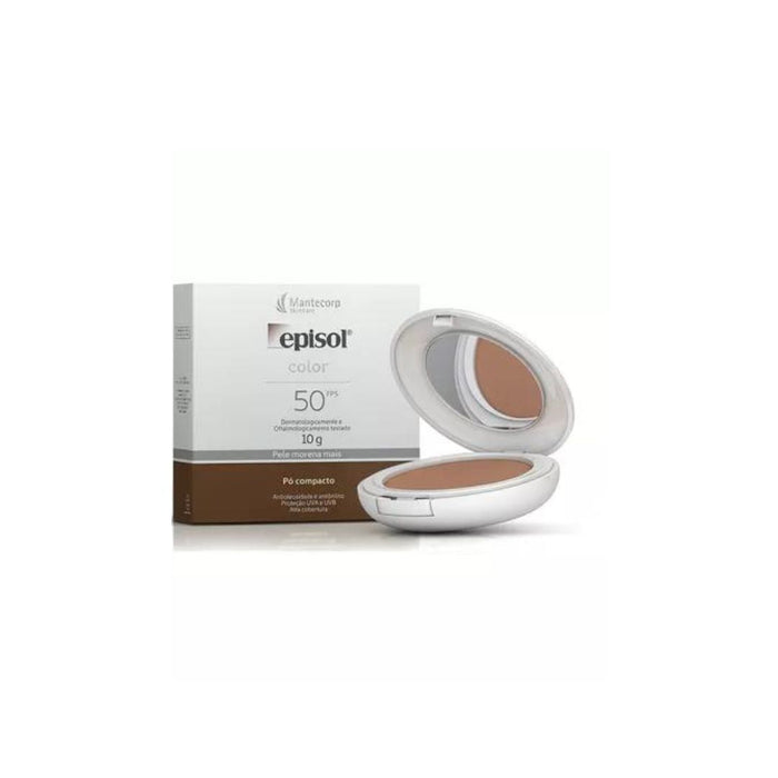 Mantecorp Episol Color Brown Skin Compact Powder Sunscreen 50 FPS 1.7 oz Makeup