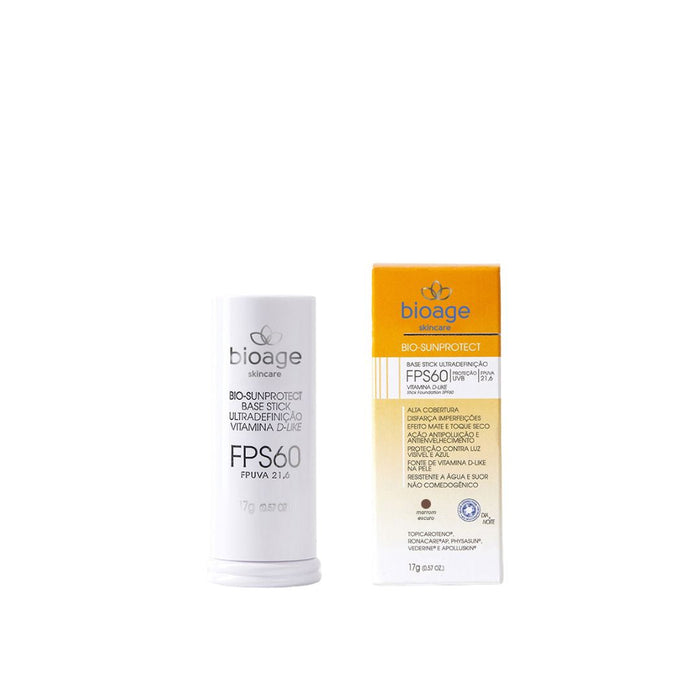 Bioage High Protection Sunscreen SPF 60 Color Skin Care Dark Brown Makeup Base Stick 0.6 oz (17g)
