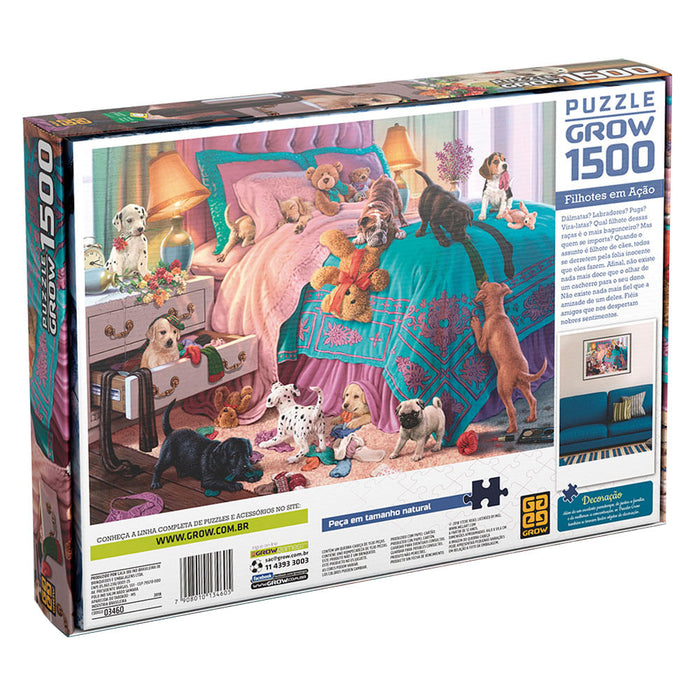 Puzzle 1500 peças Filhotes em Ação / Puzzle 1500 pieces puppies in action - Grow