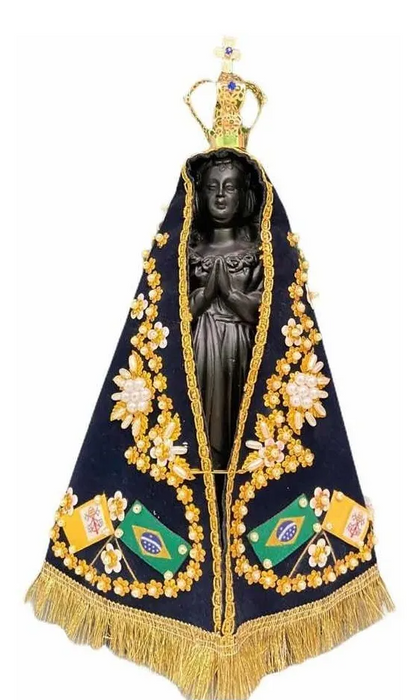 Brazilian National Crowned Our Lady Aparecida Gypsum Image 30cm Replica