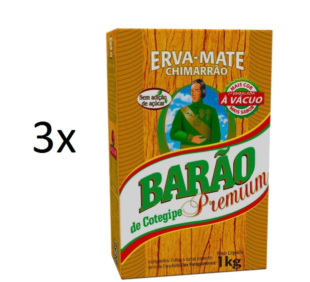 Lot of 3 Brazilian Chimarrao Tea Erva Yerba Mate Premium 1kg - Barão de Cotegipe