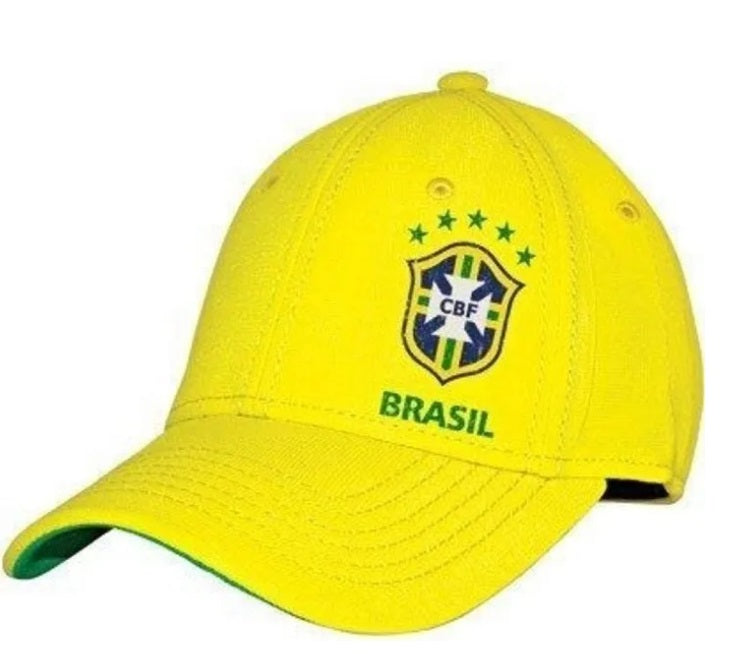 Brazilian Soccer League Yellow Polyester Spandex Curved Flap Cap Hat Sidmex