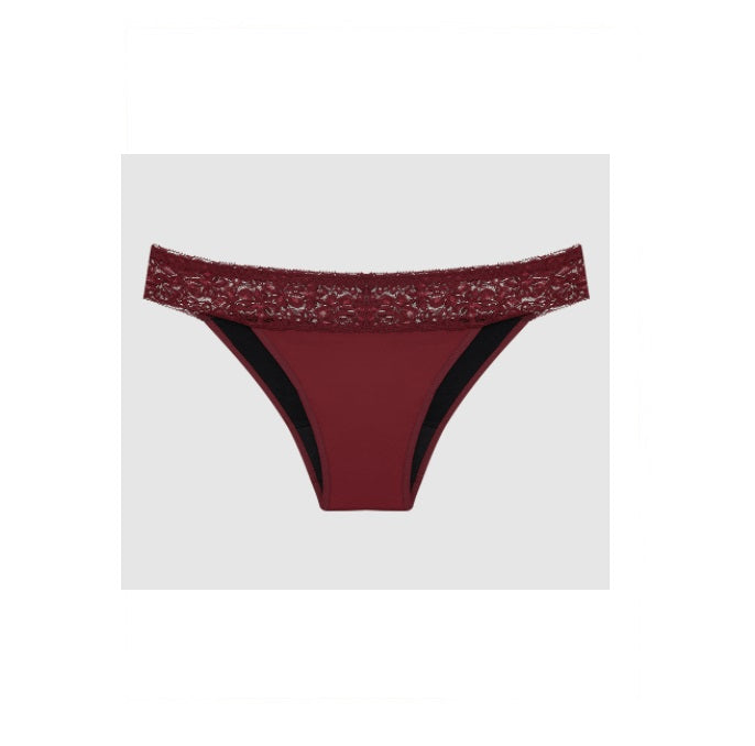 Hope Moderate Flow Lace Bikini Period Pad Panty Wine Cotton Underwear Brazilian