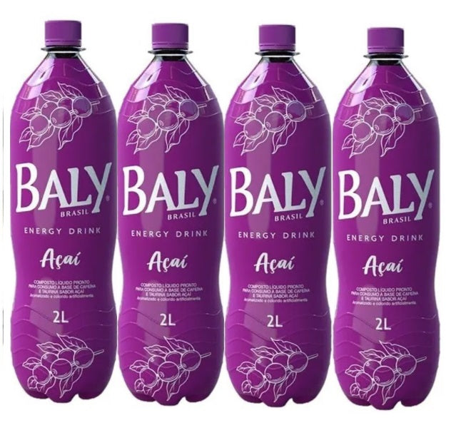 Lot of 4 Brazilian Baly Brasil Açaí Acaí Drink Energetic Caffeine Beverage 2L