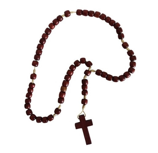 Brazilian Traditional Religious Wood Cross Necklace Brazilwood Pau Brasil Brown