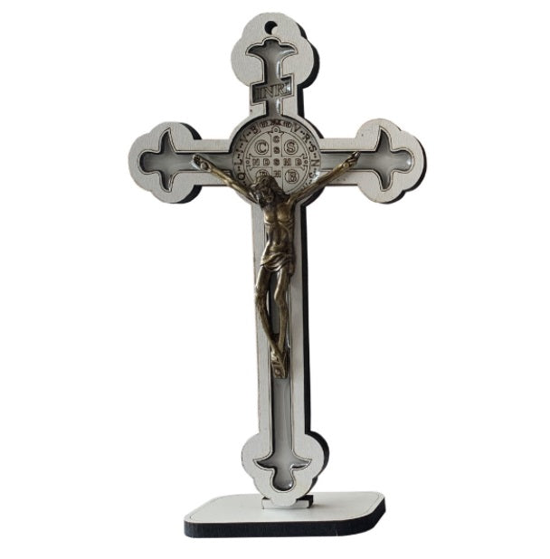 Brazilian Original White MDF Table Crucifix 17cm Religious Collectible Items