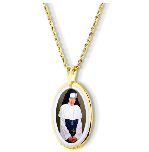 Brazilian Pendant Faith Medal Saint Sister Dulce 18k Gold Religious Acessories