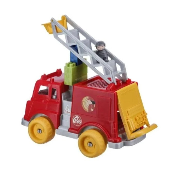 Brazilian Original Gulliver Fireman Truck Blicks Clicks Mount Blocks Kids Toys