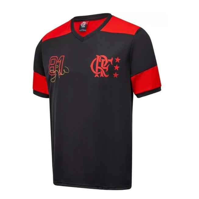 Brazilian Flamengo Oficial Retro Black Polyester Dry Max Shirt Zico 1981 Braziline