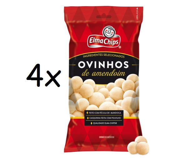 Lot of 4 Brazilian Orignal Peanut Eggs Crunchy Snack Elma Chips Package 170g