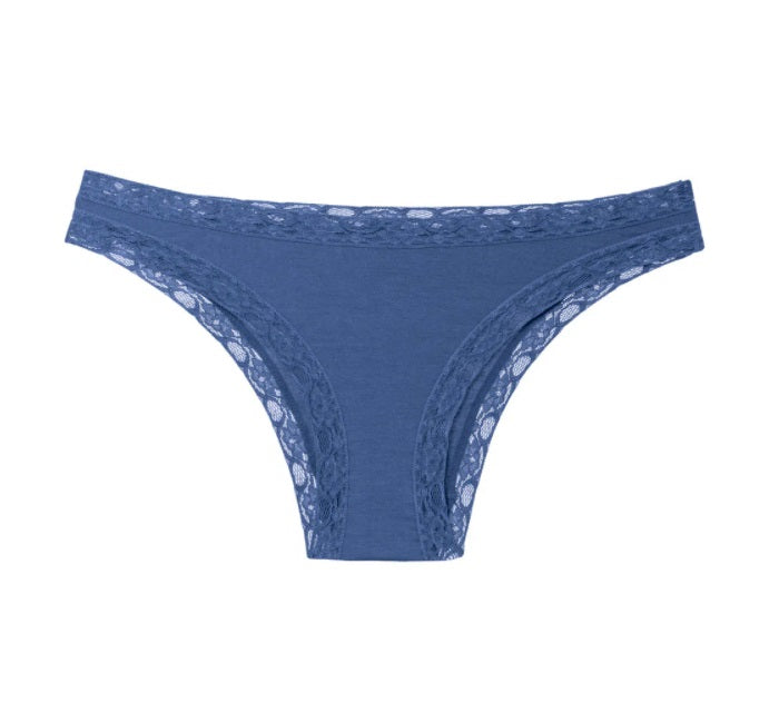 Lot of 3 She Modal Lace Bikini Blue Jeans Panty Lingerie Underwear Brazilian