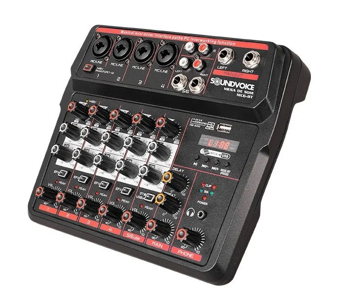 Soundvoice 6 Channel Sound Desk w/ USB Bluetooth Interface Recording MC6BT