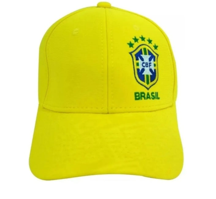 Brazilian Soccer League Yellow Polyester Spandex Curved Flap Cap Hat Sidmex