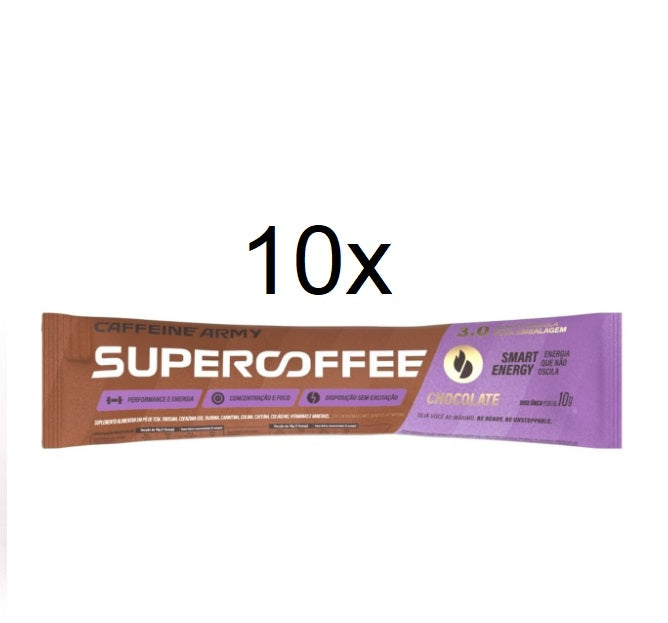 Lot of 10 Caffeine Army 3.0 Chocolate Flavor Coffee Energetic Supplement 10g - SuperCoffee