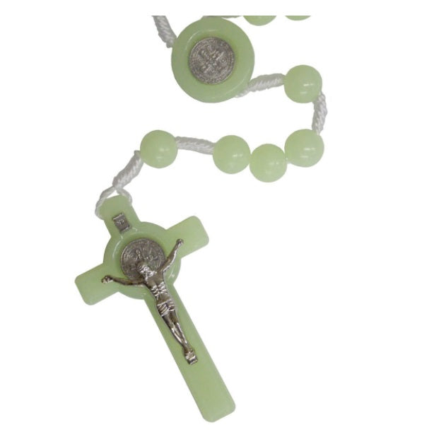 Brazilian Original São Bento Saint Wood Luminous Rosary Religious Collectible