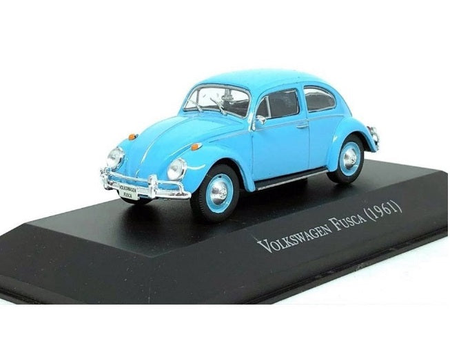 Original 1961 Beetle Fusca Blue Miniature Unforgettable Cars Collection Brazil