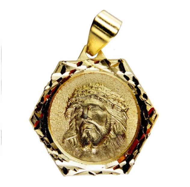 Brazilian Face of Christ Hexagonal Pendant Religious Articles Collectible Jewelry