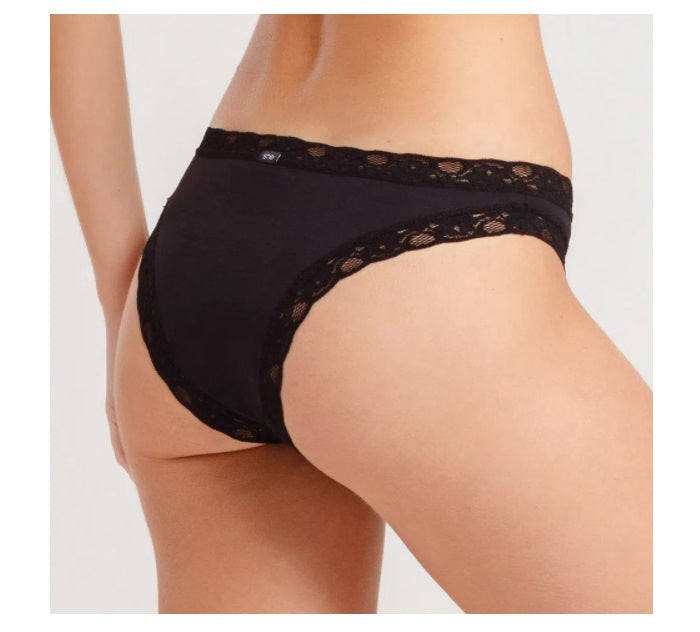 Lot of 3 Mash She Modal Lace Bikini Black Panty Lingerie Underwear Brazilian