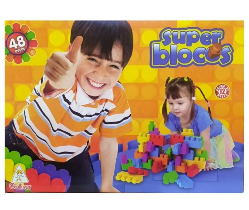 Brazilian Original Gulliver Large Colorful Mount Fit Blocks 48 Pieces Kids Toys