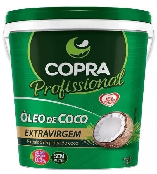 Brazilian Original Professional Extra Virgin No Gluten Coconut Oil 3,2L - Copra