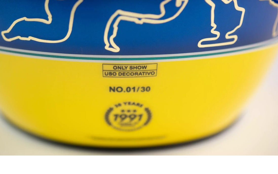 Ayrton Senna 30 Years 3 Times World Champion Helmet Replica w/ Sid Mosca Serial Number
