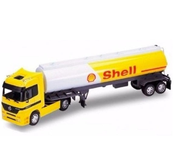 1:32 Mercedes Benz Actros Oil Tanker Shell Cart Yellow Welly Collection Truck