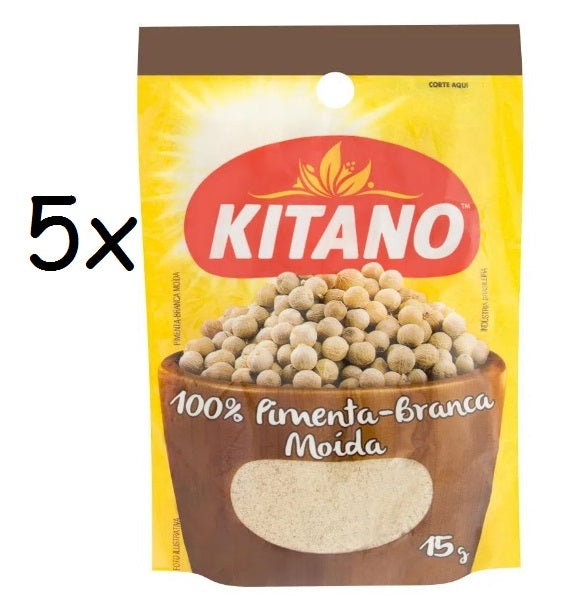 Lot of 5 Brazilian Original Powder White Pepper Food Seasoning 15g - Kitano