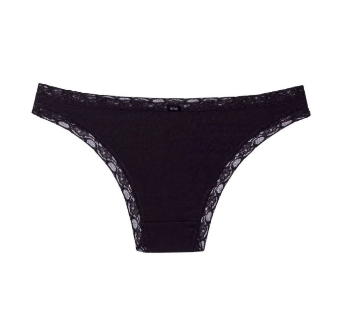 Lot of 3 Mash She Modal Lace Bikini Black Panty Lingerie Underwear Brazilian