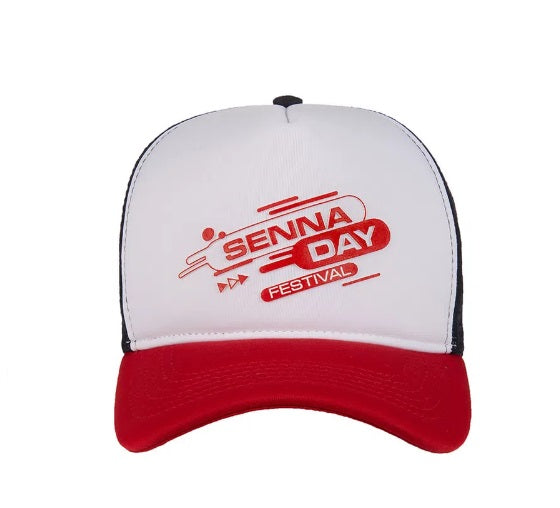 Original Brazilian Red Ayrton Senna Festival Cap Unisex White / Navy Senna Day