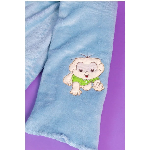 Brazilian Original Cebolinha Soft Microfiber Baby Embroidered Blue Blanket
