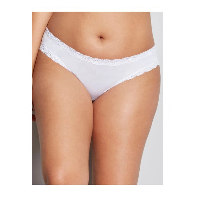 Hope Green Line Brazilian Thonga Panty White Modal Cotton Lace Underwear