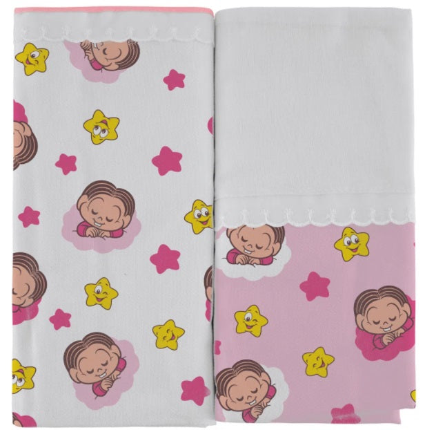 Brazilian Original Turma da Mônica Baby Pink Flannel Blanket Bedding Decoration