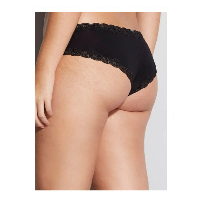 Hope Green Line Brazilian Thonga Panty Black Modal Cotton Lace Underwear