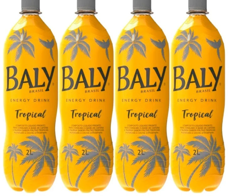 Lot of 4 Brazilian Baly Brasil Tropical Fruits Drink Energetic Caffeine Beverage 2L