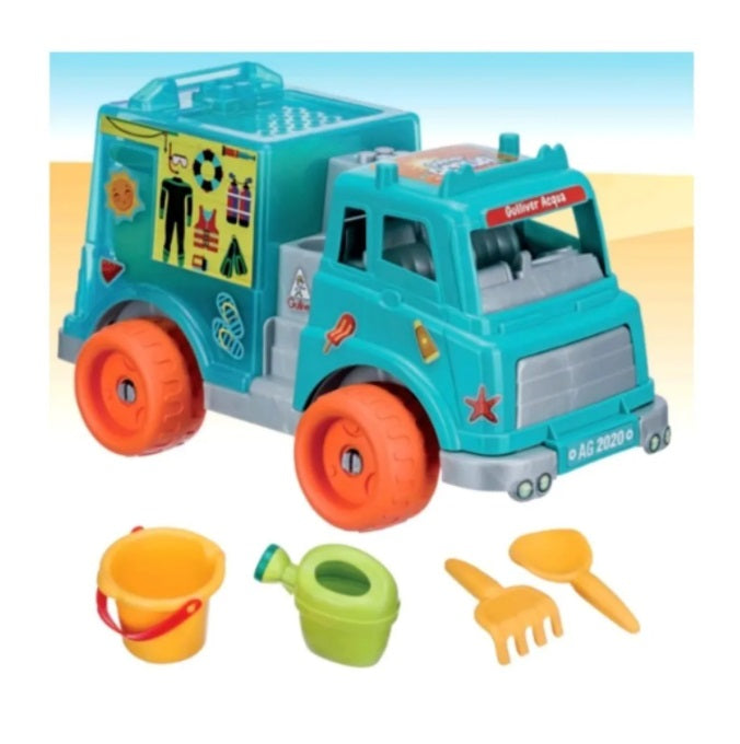 Brazilian Original Gulliver Acqua Kids Truck Beach Sand Park Play Toys 4 Pieces