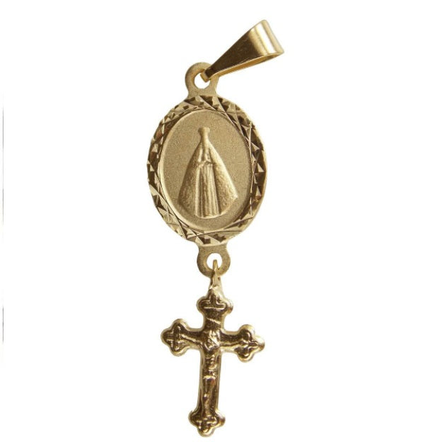 Brazilian Nossa Senhora Our Lady Aparecida Crucifix Gold Pendant Religious Jewel