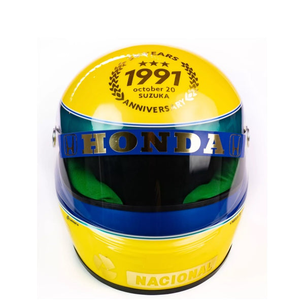 ayrton senna snowboard helmet Ayrton Senna 30 Years 3 Times World Champion Helmet Replica w/ Sid Mos — Supermarket Brazil