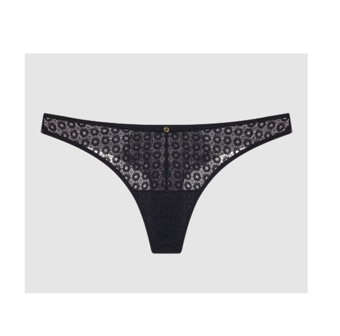 Lot of 3 Hope Maracá Tulle Laise Black Panty Thonga Lingerie Underwear Brazilian