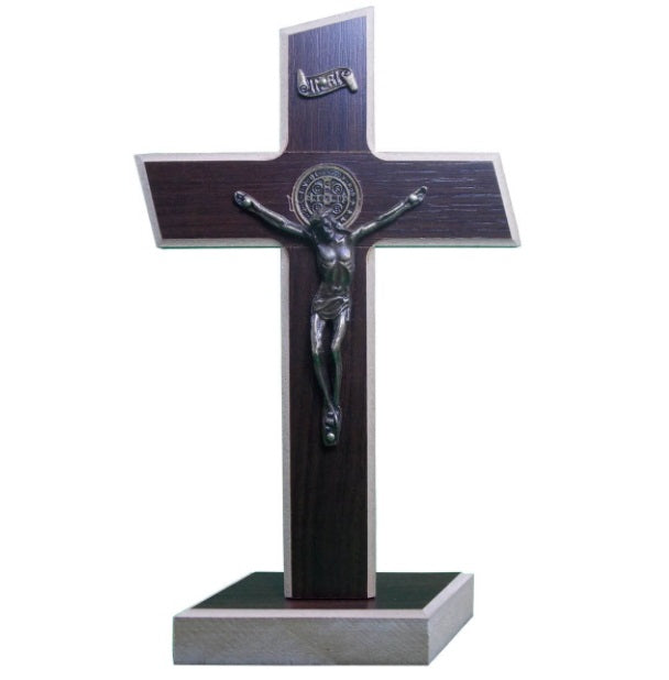 Brazilian São Benedito Saint Benedict Medal Toobacco Wooden Crucifix 36x19cm