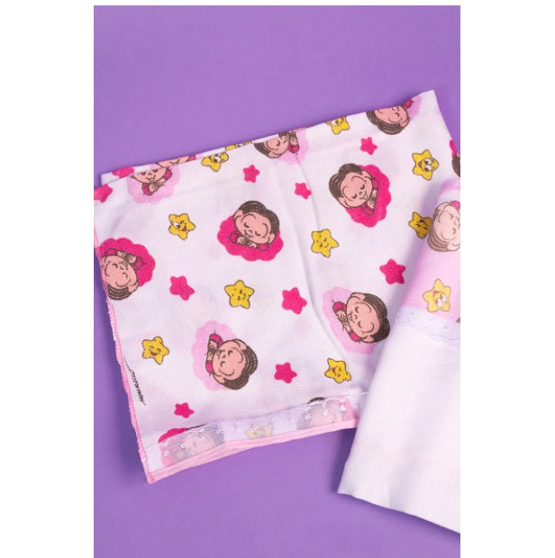 Brazilian Original Turma da Mônica Baby Pink Flannel Blanket Bedding Decoration