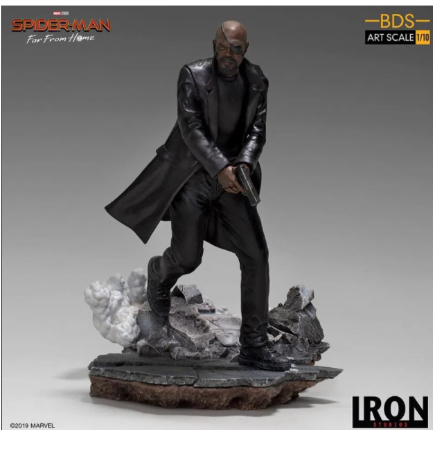 Nick Fury Spider-Man Statue Far From Home Bds Art Scale 1/10 Statue Iron Studios
