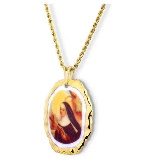 Santa Rita De Cássia Gold Pendant Medal 18k Gold Necklace Religious Acessories