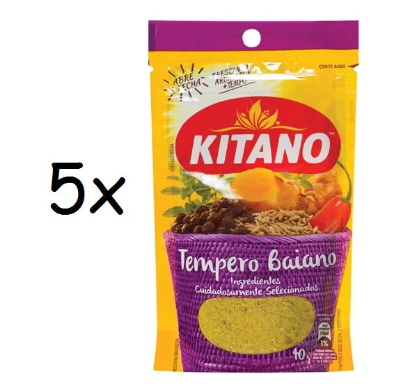 Lot of 5 Brazilian Original Food Seasoning Bahian Spice Herbs Mix 40g - Kitano