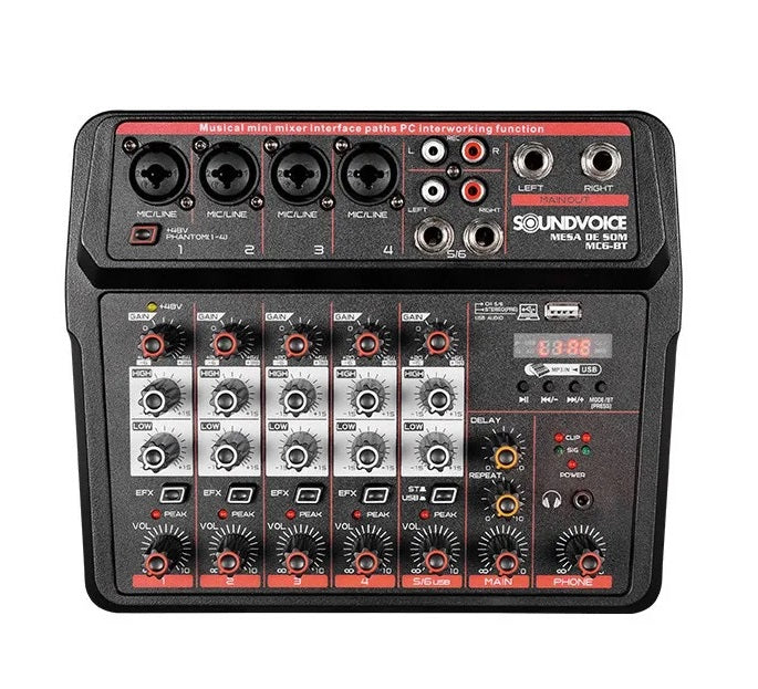 Soundvoice 6 Channel Sound Desk w/ USB Bluetooth Interface Recording MC6BT